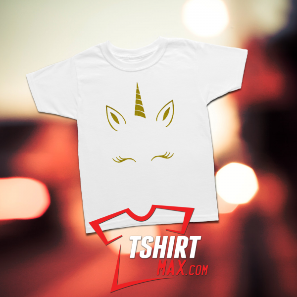Unicorn Face Gold Glitter Birthday T-Shirt Unicorn Face Gold Glitter Birthday T-Shirt